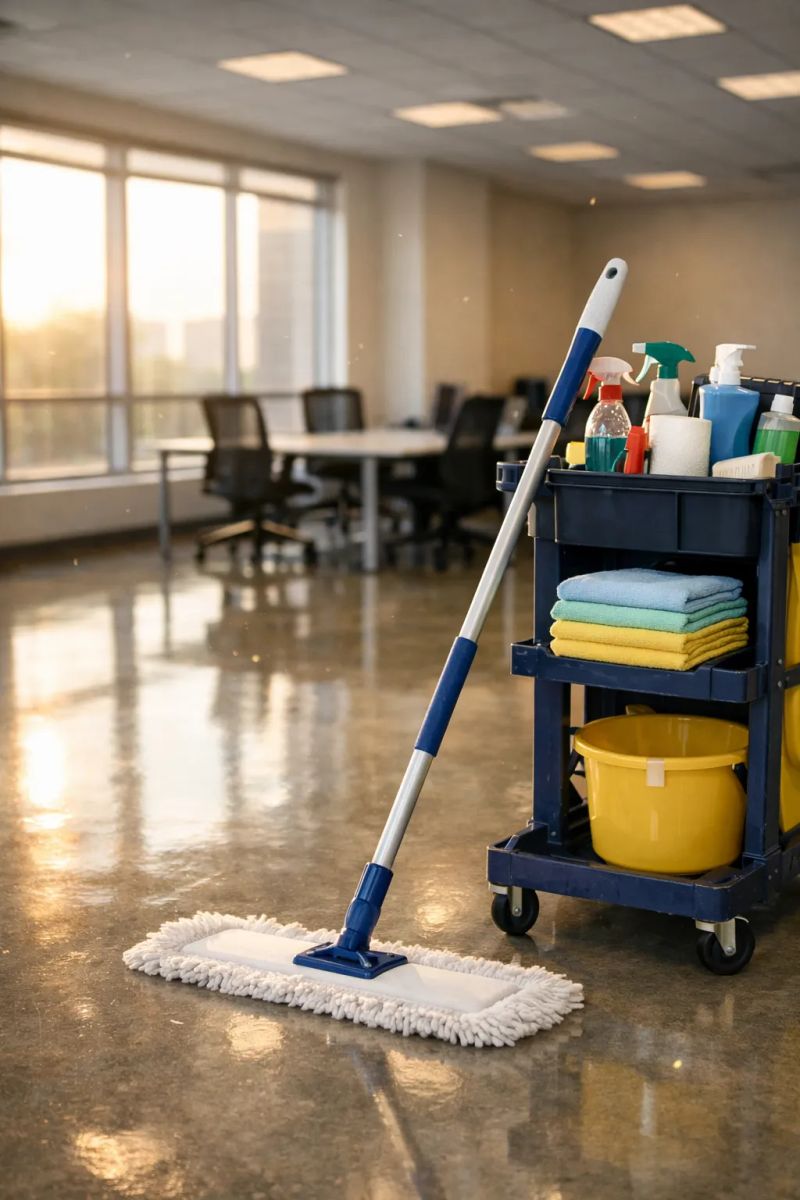 Professional cleaner washing a commercial sidewalk beside an Atlanta storefront
